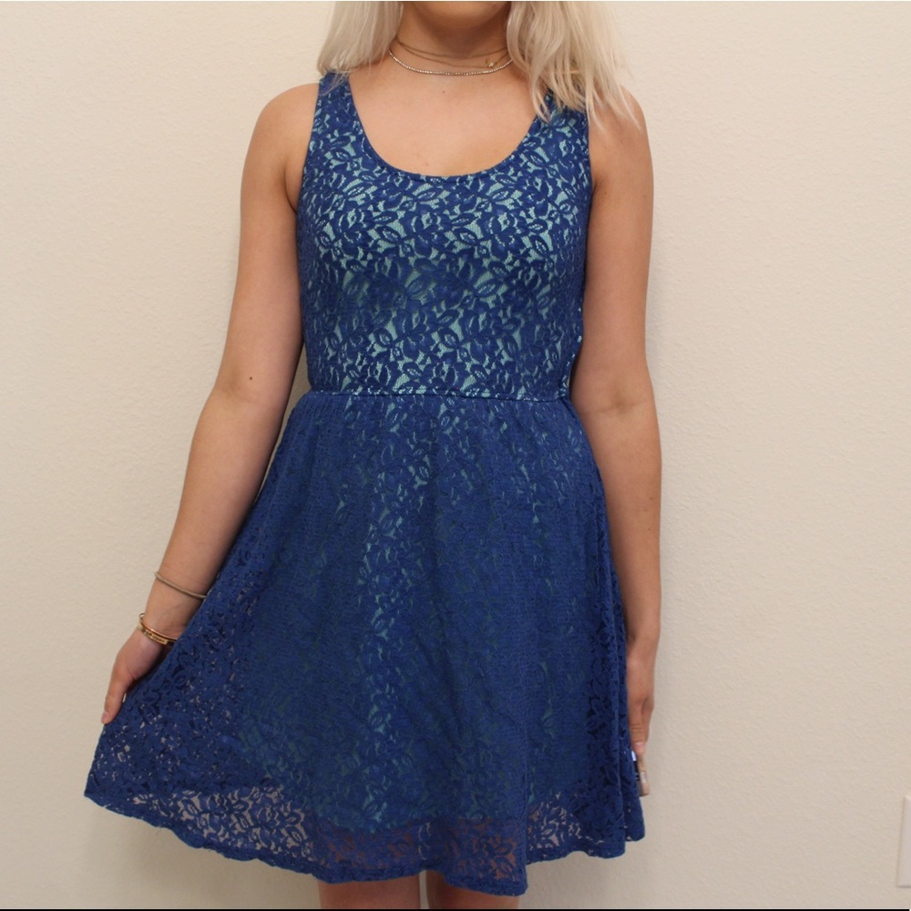 Blue Lace Layered Dress